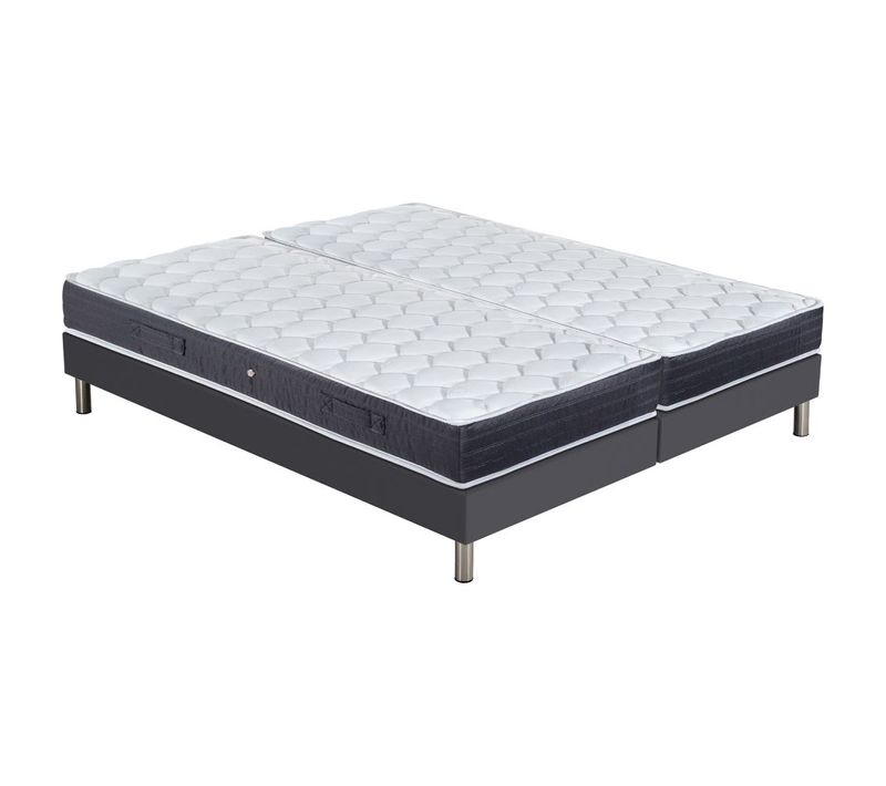 Matelas Maryland + Sommier Sr15 - 2x90x190 - Ressorts - Hauteur 25 Cm - Soutien Ferme
