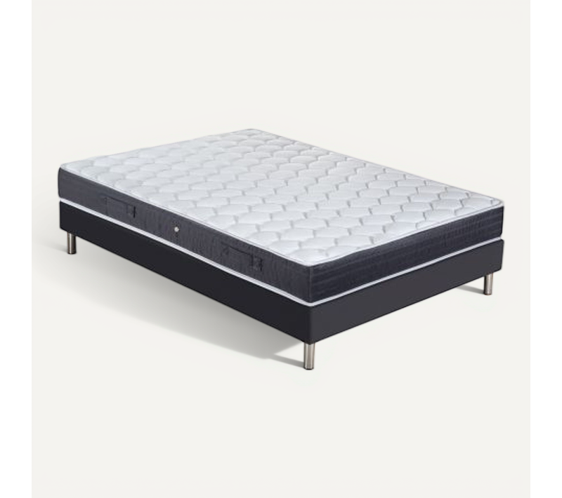Matelas Maryland + Sommier Sr15 - 160x200 - Ressorts - Hauteur 25 Cm - Soutien Ferme
