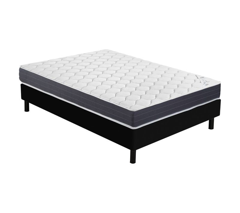 Matelas Record + Sommier Newkit - 160x200 - Ressorts - Hauteur 22 Cm - Soutien Ferme
