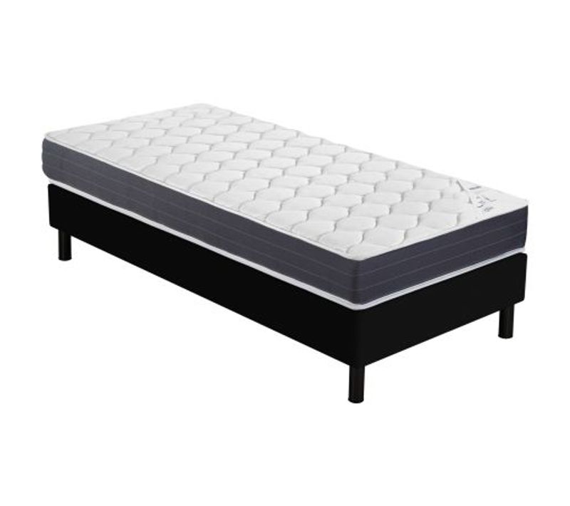 Matelas Record + Sommier Newkit - 90x190 - Ressorts - Hauteur 22 Cm - Soutien Ferme