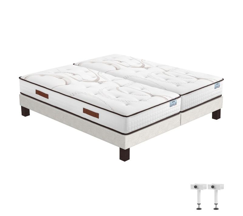 Matelas Repere + Sommier Sr15 - 2x90x200 - Ressorts - Hauteur 26 Cm - Soutien Ferme