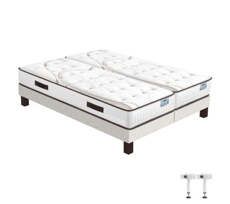 Matelas Mousse Moorea + Sommier Sr15 - 2x90x200 - Hauteur 25 Cm - Soutien Ferme