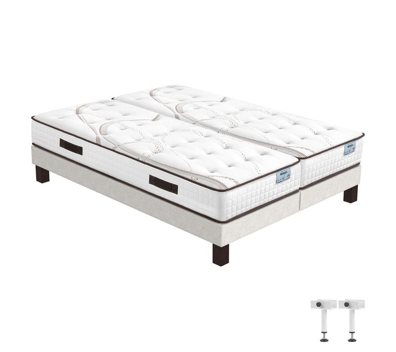 Matelas Mousse Moorea + Sommier Sr15 - 2x90x190 - Hauteur 25 Cm - Soutien Ferme