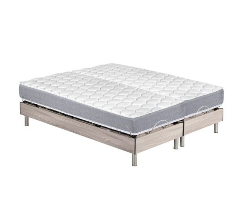 Ensemble Relaxation S73+matelas Mousse Wave - 5 Zones - 2x80x200 - Chêne Clair