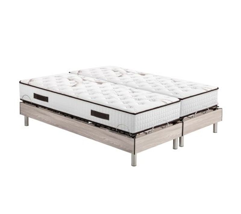 Ensemble Relaxation S73+matelas Latex Louxor - 3 Zones - 2x80x200 - Chêne Clair