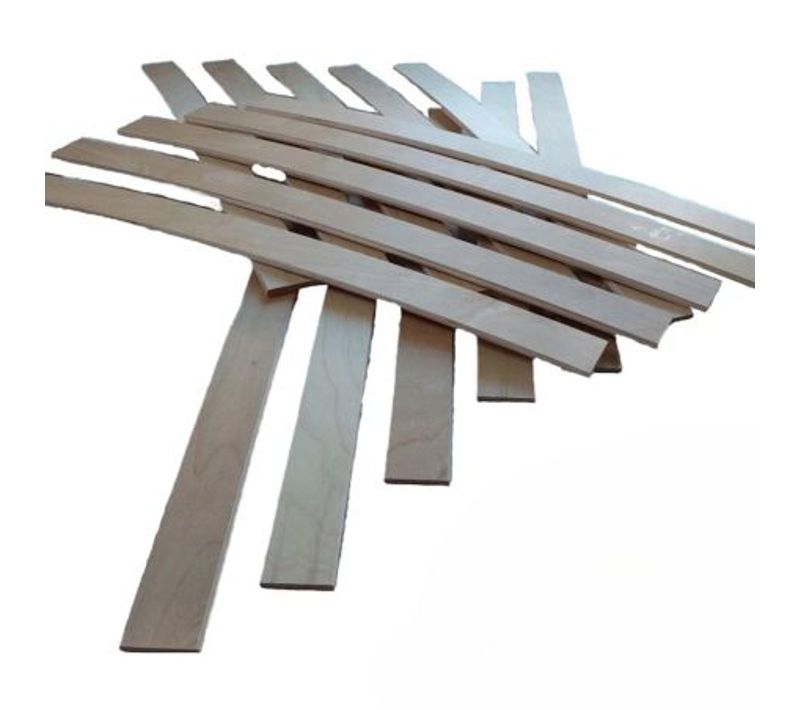 Lot De 15 Lattes Pour Sommier Et Lit - 70 Cm - 700x53x8 Mm - Bois Hêtre Durable - 7 Plis
