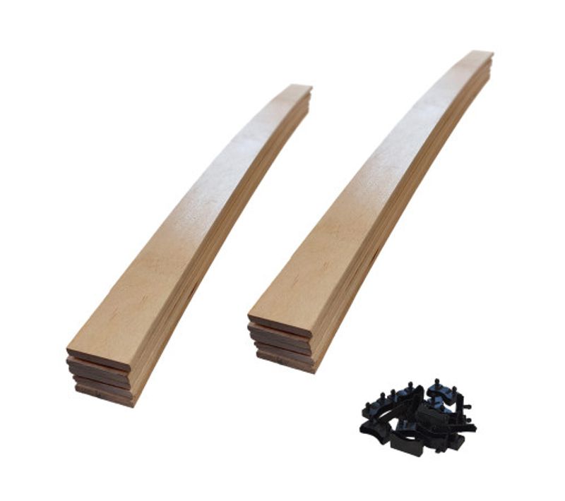Lot De 10 Lattes + Embouts Pour Sommier Et Lit - 874x53x8 Mm - Bois Hêtre Durable - 7 Plis