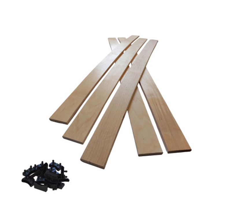 Lot De 5 Lattes + Embouts Pour Sommier Et Lit - 874x53x8 Mm - Bois Hêtre Durable - 7 Plis