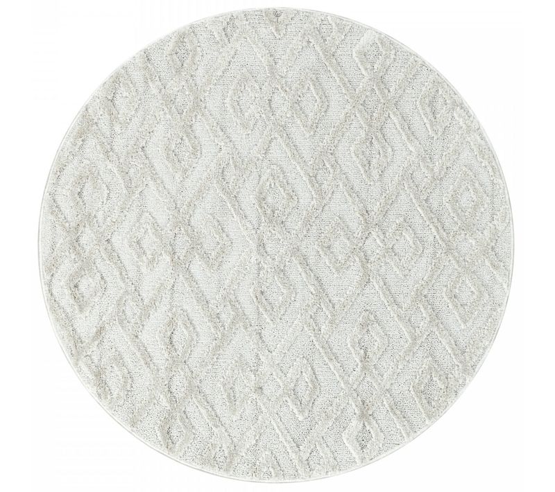 Muda - Tapis Berbère Rond à Relief - Crème 200 X 200 Cm