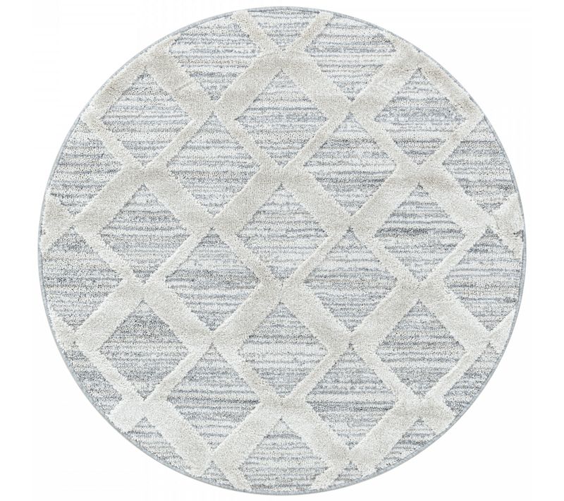 Esmiya - Tapis Berbère Rond à Relief - Crème 200 X 200 Cm