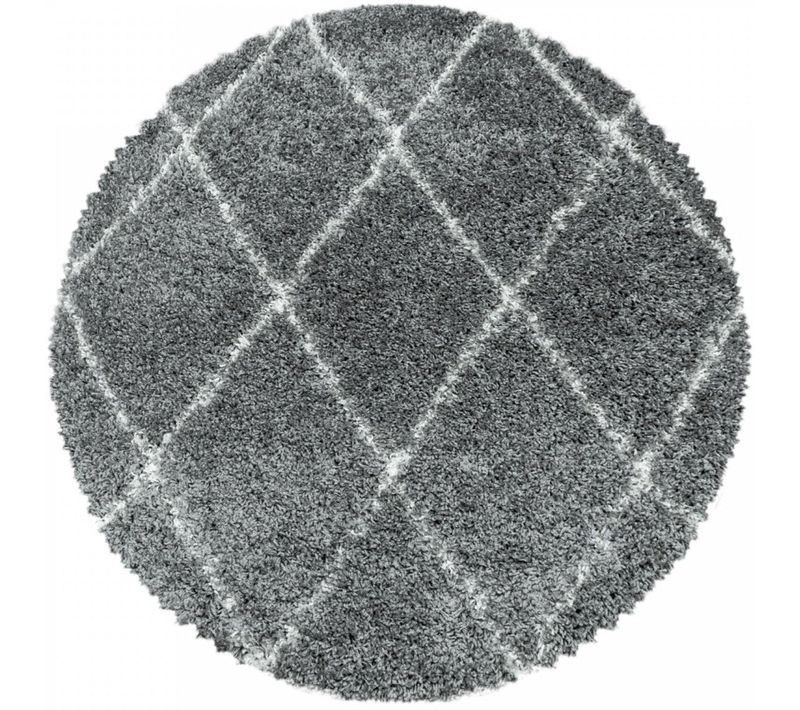 Berbere - Tapis Rond De Style Berbère - Gris Et Blanc 160 X 160 Cm