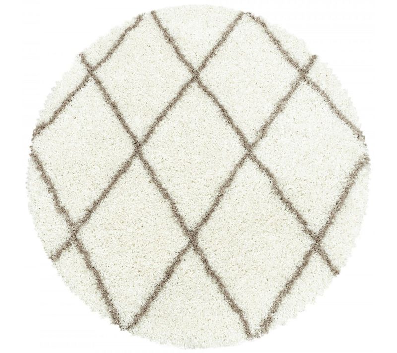 Berbere - Tapis Rond De Style Berbère - Ivoire Et Beige 120 X 120 Cm