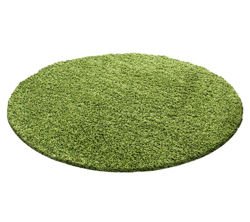 Shaggy - Tapis Uni Rond - Vert 120 X 120 Cm