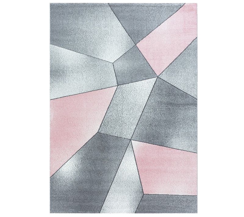 Marbre - Tapis Effet Marbre - Rose Et Gris 120 X 170 Cm