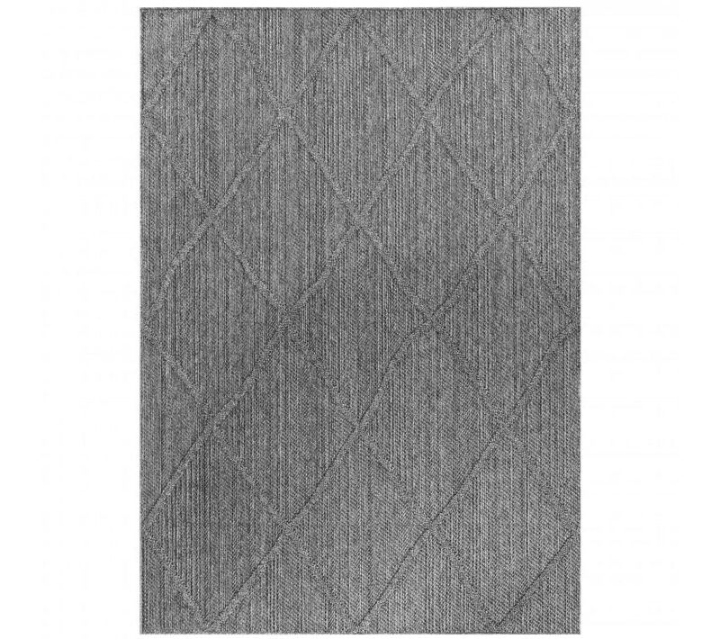Tapis Effet Jute Naturel à Relief Losanges Gris 080 X 150 Cm
