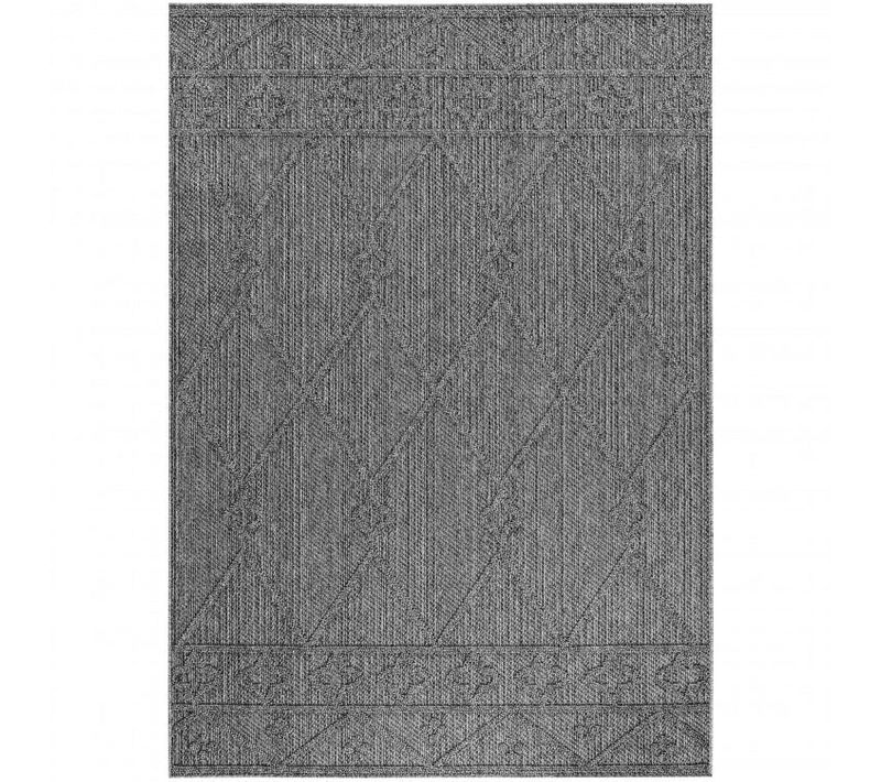 Tapis Effet Jute Naturel à Relief Géométrique Gris 200 X 290 Cm