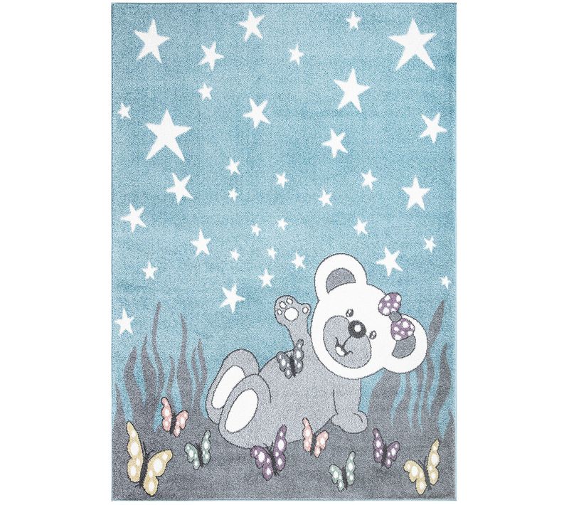 Tapis Pour Chambre D'enfant Ourson Bleu Et Blanc 160x230cm