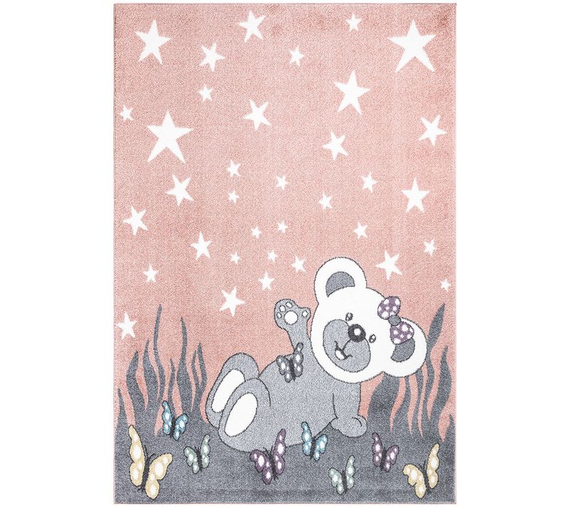 Tapis Pour Chambre D'enfant Ourson Rose Et Blanc 80x150cm