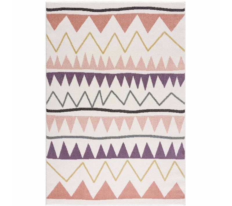 Tapis Pour Chambre D'enfant Crème Motif Géométrique Rose 160x230cm
