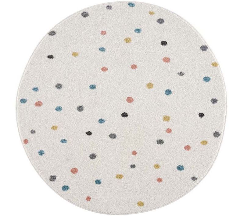 Tapis Rond Pour Chambre D'enfant Crème Motifs Terrazzo 160x160cm