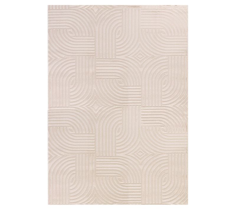 Tapis 70's Laineux à Motif En Relief Beige 140x200cm