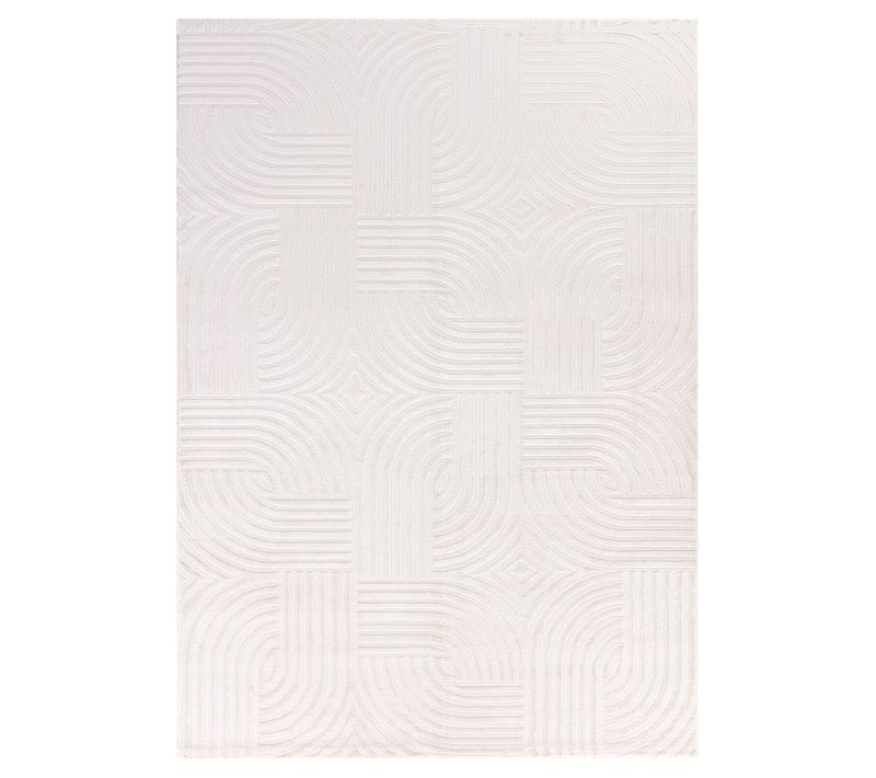 Tapis 70's Laineux à Motif En Relief Crème 140x200cm