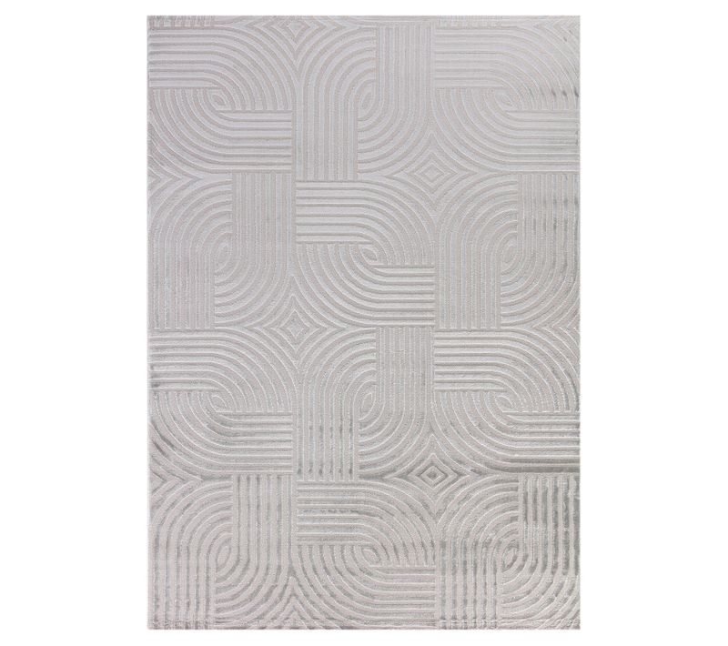 Tapis 70's Laineux à Motif En Relief Gris 200x290cm