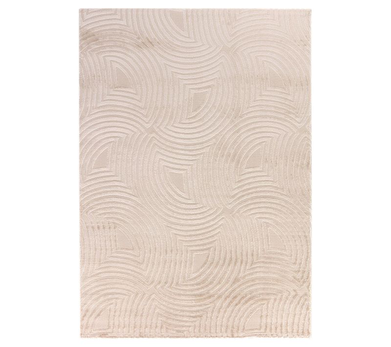 Tapis Meduse Laineux à Motif En Relief Beige 80x250cm