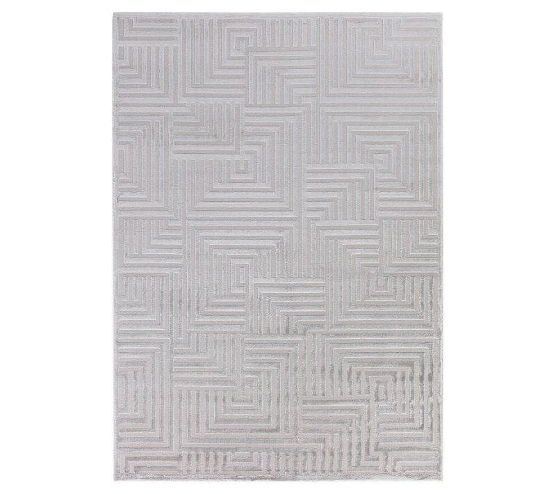 Tapis Aswan Laineux à Motif En Relief Gris 120x170cm