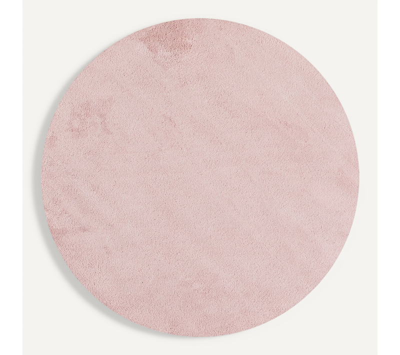 Tapis Lavable Rond En Microfibre Douce - Rose Poudré 160x160cm