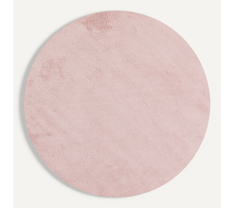 Tapis Lavable Rond En Microfibre Douce - Rose Poudré 120x120cm