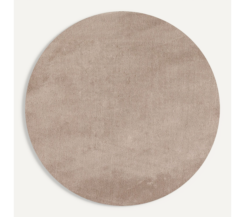 Tapis Lavable Rond En Microfibre Douce - Beige 200x200cm