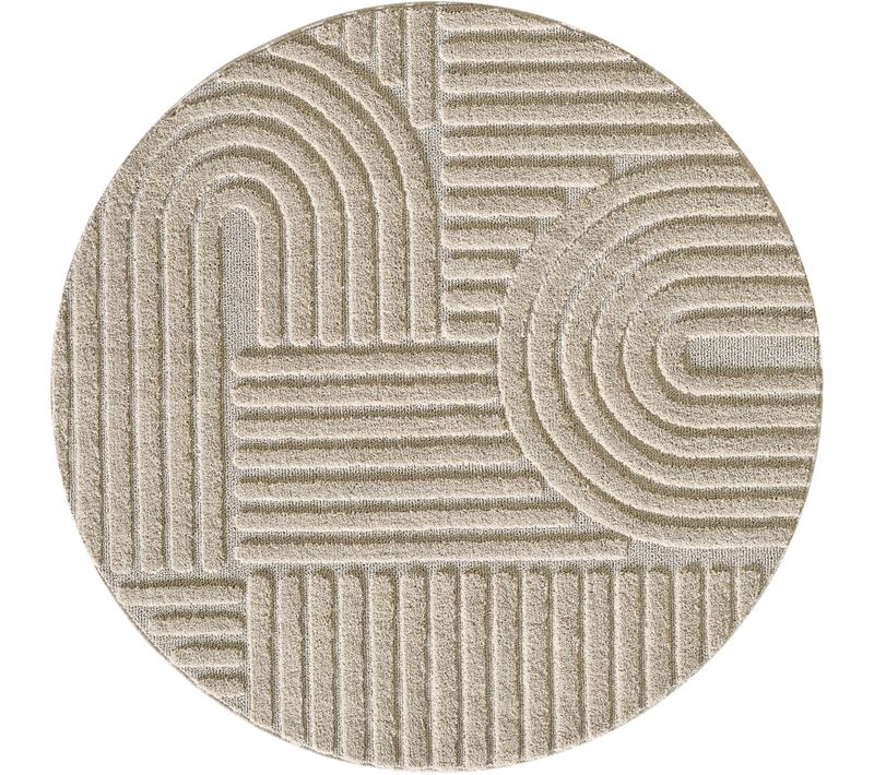 Tapis Rond à Relief Lena Beige 200x200cm