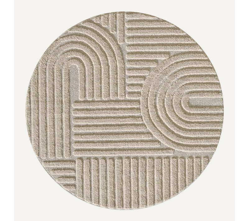 Tapis Rond à Relief Lena Beige 80x80cm