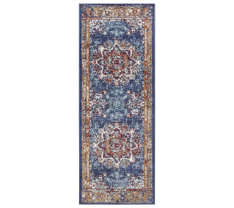 Tapis 80x120cm Style Vintage Madere Bleu