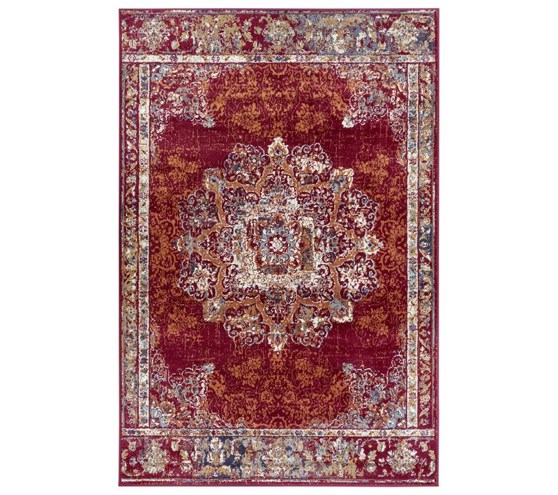 Tapis 160x235cm Style Vintage Madere Rouge