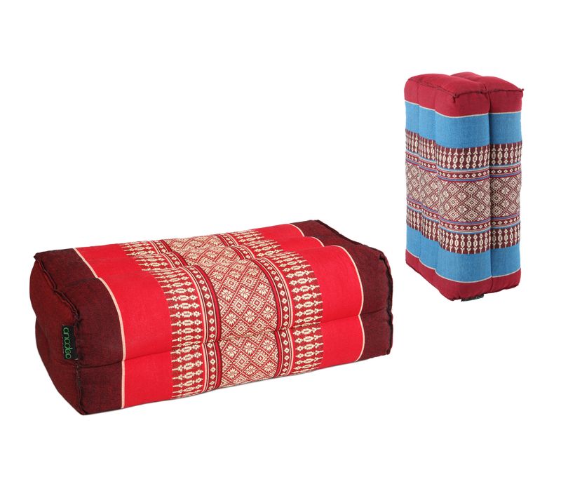 Standard - Lot De 2 Coussins De Yoga Et Méditation  - Bourgogne Bleu / Rouge Bourgogne