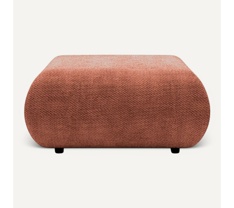 Levi - Pouf En Tissu Lisse Terracotta 88x88x41