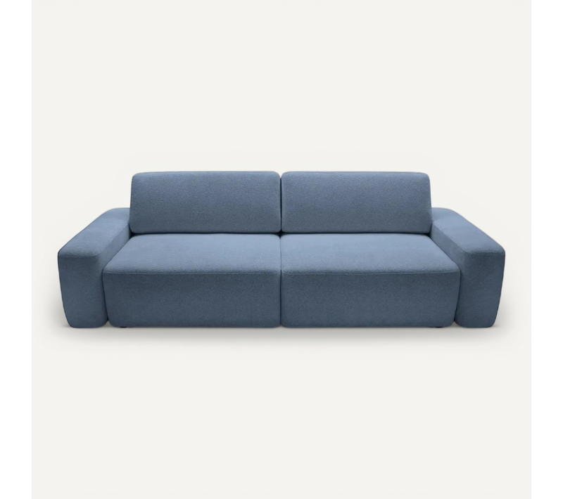 Ivy - Canapé Droit Convertible Coffre Tissu Chiné 3 Places - Bleu