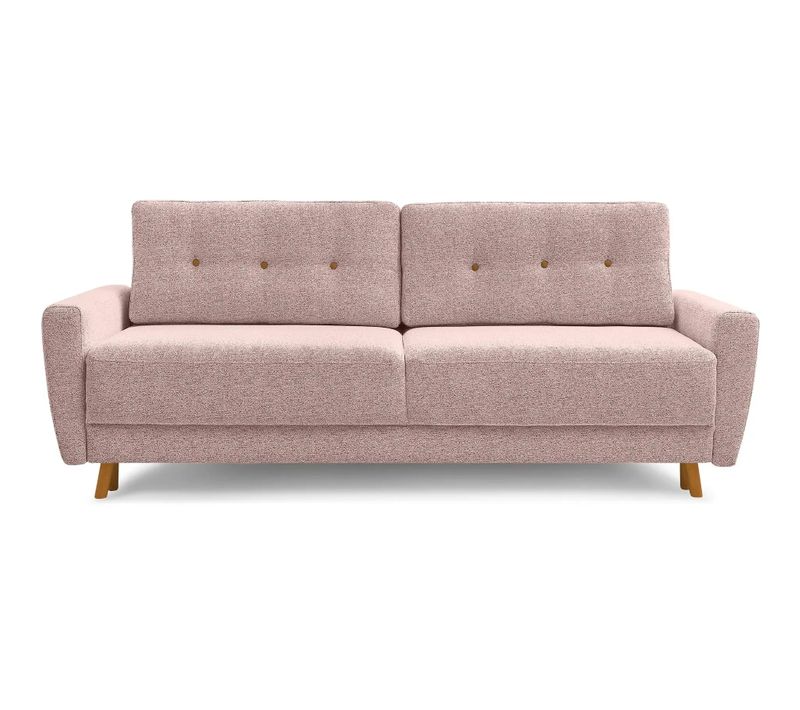 Gaspard - Canapé Droit Convertible Tissu Bouclette 3 Places - Rose