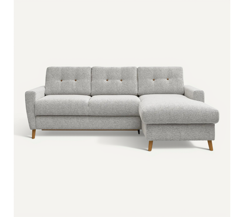 Gaspard - Canapé D'angle Convertible Tissu Bouclette 4 Places - Beige - Gauche