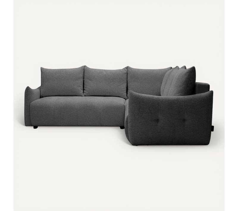 Celine - Canapé Panoramique Convertible Tissu Chenille 5 Places - Gris