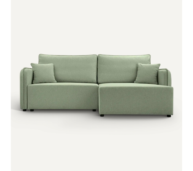 Bonnie - Canapé D'angle Convertible Tissu Lisse 3 Places - Vert - Droit