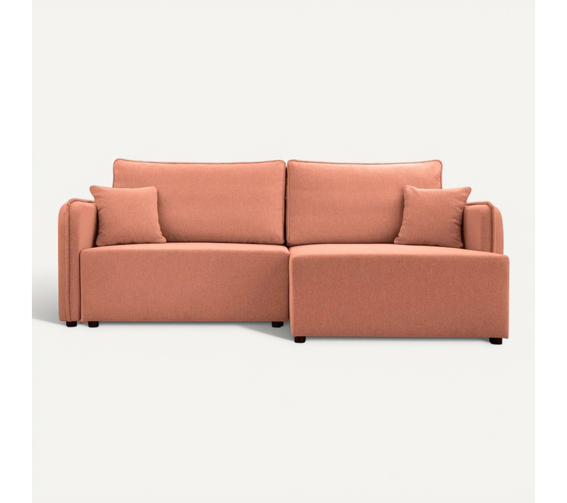 Bonnie - Canapé D'angle Convertible Tissu Lisse 3 Places - Terracotta - Droit