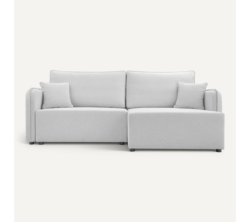 Bonnie - Canapé D'angle Convertible Tissu Lisse 3 Places - Gris Clair - Gauche