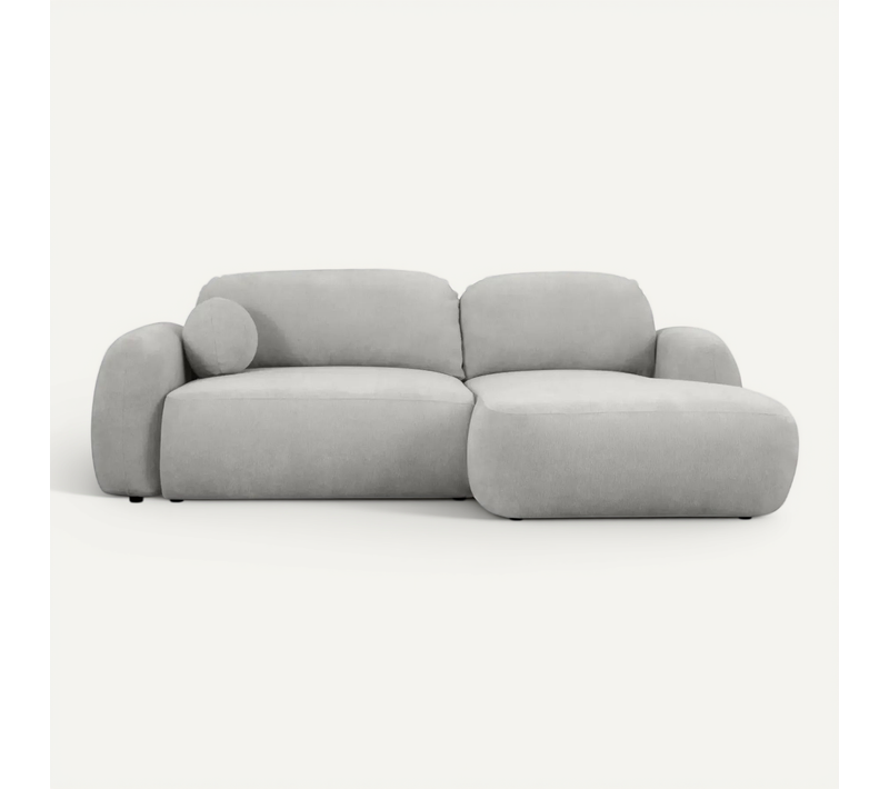 Martin - Canapé D'angle 3 Places Tissu Chenille - Gris Clair - Droit