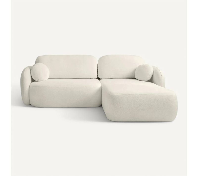 Santiago - Canapé D'angle Tissu Bouclette 4 Places - Beige - Droit
