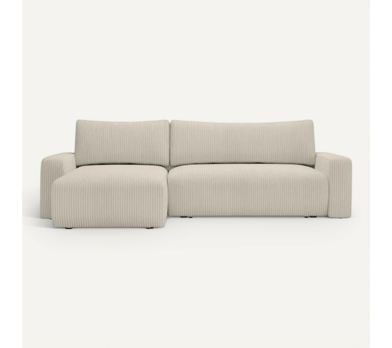 Lucie - Canapé D'angle Velours Cotelé 4 Places - Beige