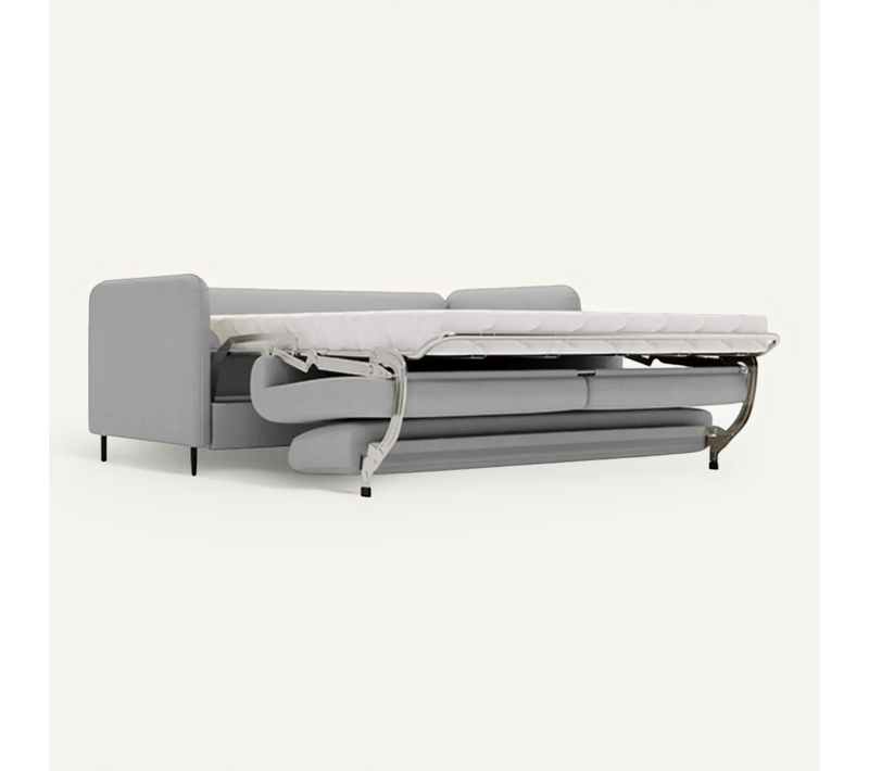 Vicky Ii - Canapé Droit Convertible Tissu Lisse 2 Places - Gris Clair