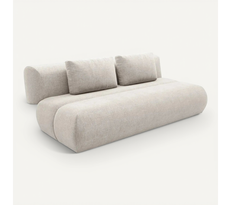 Tina - Canapé Droit Convertible Tissu Chiné 2 Places - Beige